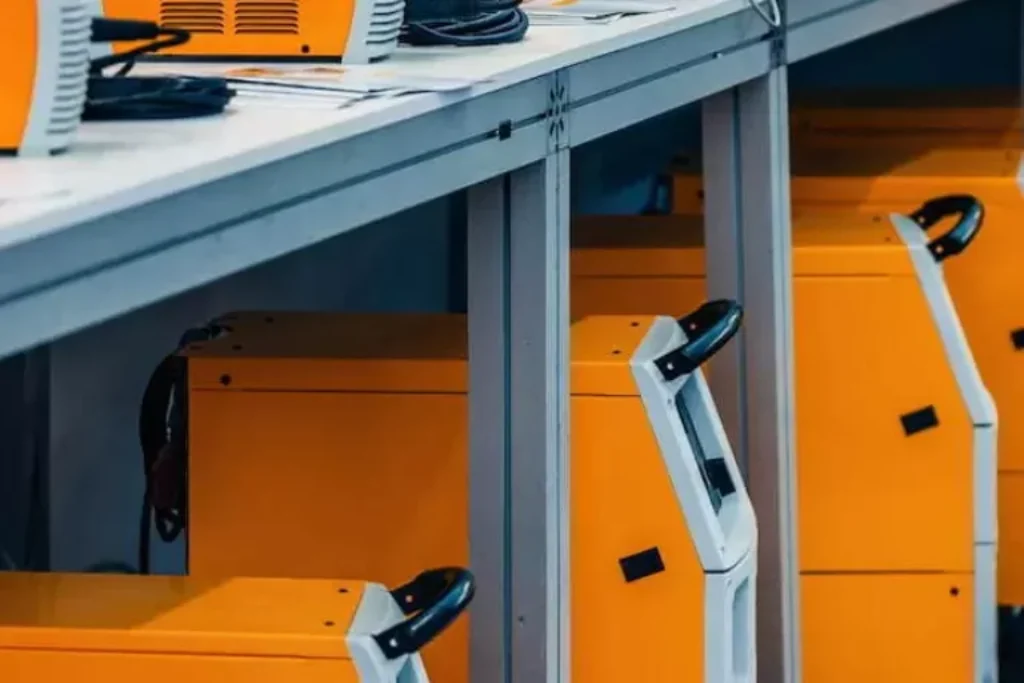 Uma máquina de solda em operação.