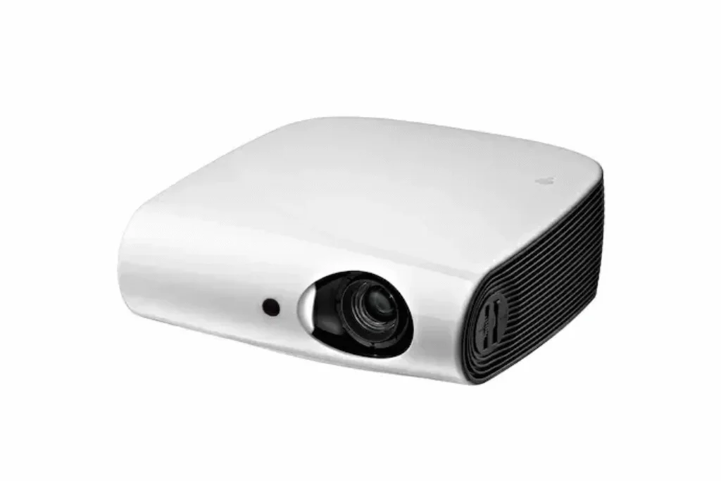 Um projetor prateado.