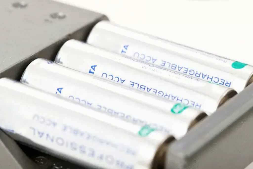 4 pilhas recarregáveis.