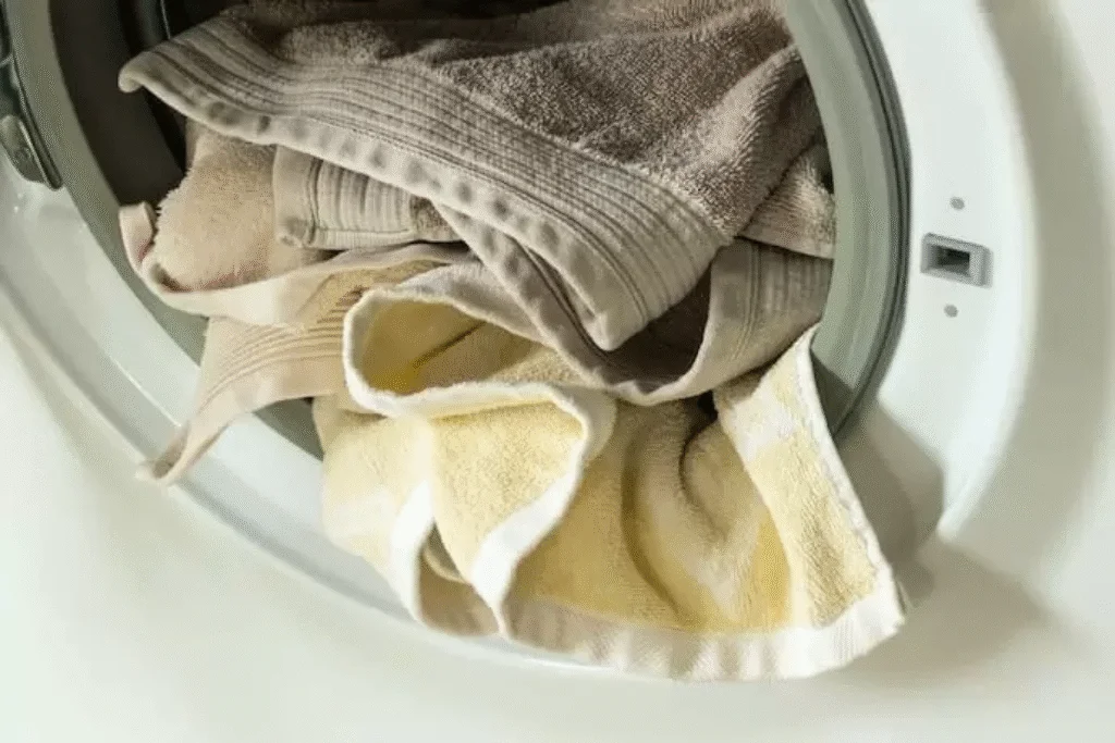 Uma centrífuga lavando roupa.